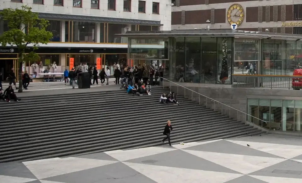 A big and wide staircase by Sergels torg in Stockholm.
